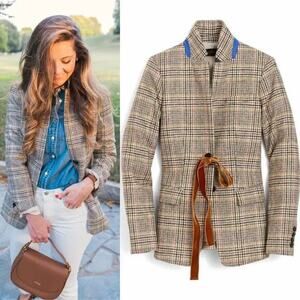 J.Crew *Missing Velvet Tie* Regent Blazer Jacket Plaid Houndstooth Wool Size 0